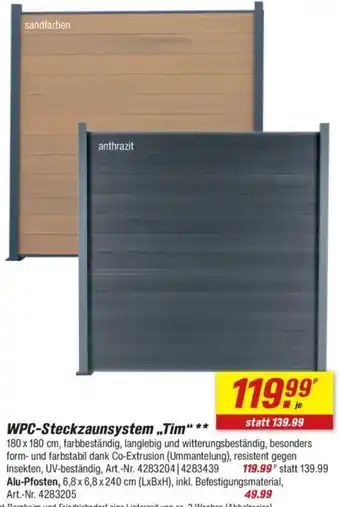 toom Baumarkt WPC-Steckzaunsystem „Tim" Angebot