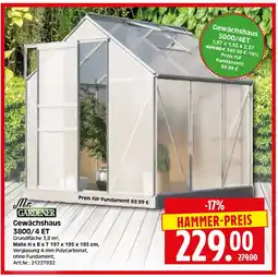 Herkules Baumarkt Mr. GARDENER Gewächshaus 3800/4 ET Angebot