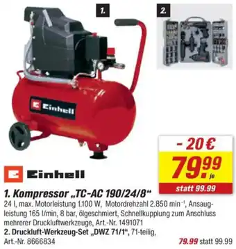 toom Baumarkt Einhell Kompressor ,,TC-AC 190/24/8" Angebot