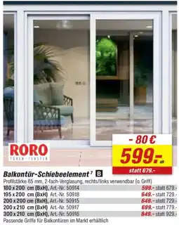toom Baumarkt RORO Balkontür-Schiebeelement Angebot