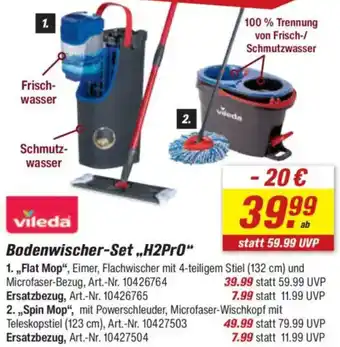 toom Baumarkt Vileda Bodenwischer-Set „H2Pr0" Angebot