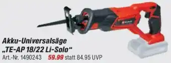 toom Baumarkt Einhell Akku-Universalsäge „TE-AP 18/22 Li-Solo" Angebot