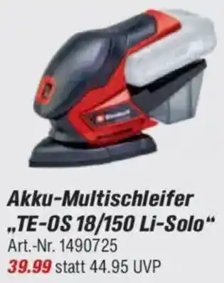 toom Baumarkt Einhell Akku-Multischleifer ,,TE-OS 18/150 Li-Solo" Angebot