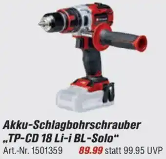 toom Baumarkt Einhell Akku-Schlagbohrschrauber ,,TP-CD 18 Li-i BL-Solo" Angebot