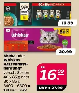 NETTO Sheba oder whiskas katzennassnahrung 40 x 85 g Angebot