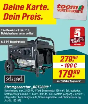 toom Baumarkt Scheppach Stromgenerator „BGT2800" Angebot