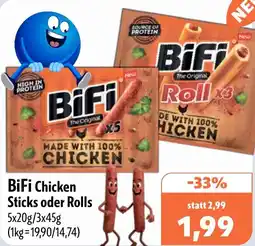 Aktiv Irma BiFi Chicken Sticks oder Rolls Angebot