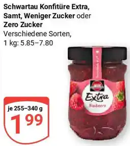 Globus Schwartau Konfitüre Extra, Samt, Weniger Zucker oder Zero Zucker Angebot
