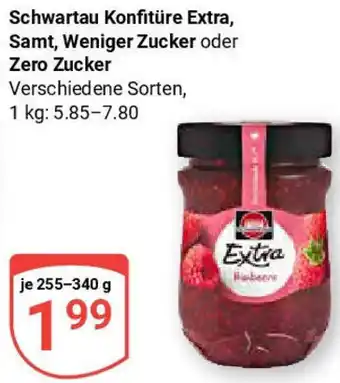 Globus Schwartau Konfitüre Extra, Samt, Weniger Zucker oder Zero Zucker Angebot
