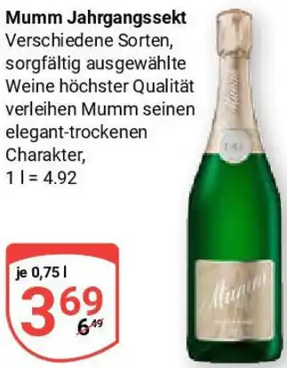 Globus Mumm Jahrgangssekt Angebot
