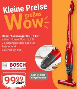 Globus BOSCH Hand-/Akkusauger BBHF214R Angebot