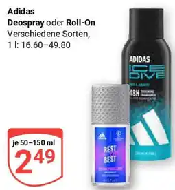 Globus Adidas Deospray oder Roll-On Angebot