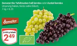 Globus Demeter Bio Tafeltrauben hell kernlos oder dunkel kernlos Angebot
