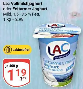 Globus Lac Vollmilchjoghurt oder Fettarmer Joghurt Angebot