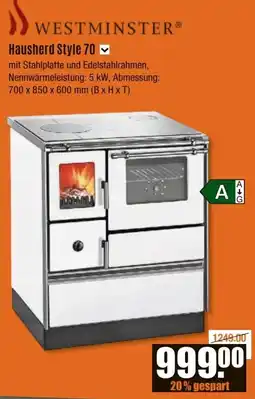 V Baumarkt WESTMINSTER Hausherd Style 70 Angebot