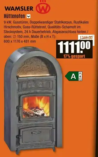 V Baumarkt WAMSLER Hüttenofen Angebot