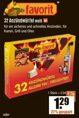 V Baumarkt favorit 32 Anzündwürfel weiß Angebot