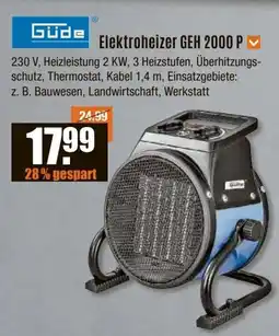 V Baumarkt Güde Elektroheizer GEH 2000 P Angebot