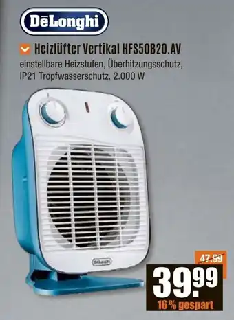 V Baumarkt DeLonghi Heizlüfter Vertikal HFS50B20.AV Angebot