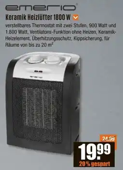 V Baumarkt emerio Keramik Heizlüfter 1800 W Angebot