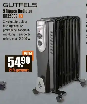 V Baumarkt GUTFELS 9 Rippen Radiator HR32009 Angebot