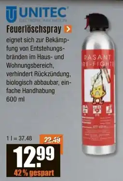 V Baumarkt UNITEC Feuerlöschspray Angebot
