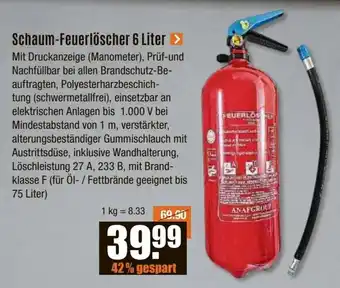 V Baumarkt Schaum-Feuerlöscher 6 Liter Angebot