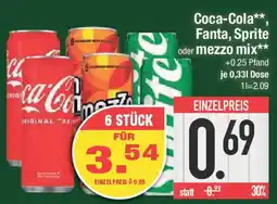E-Center Coca-Cola, Fanta, Sprite oder mezzo mix Angebot
