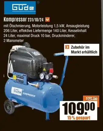 V Baumarkt Güde Kompressor 231/10/24 Angebot