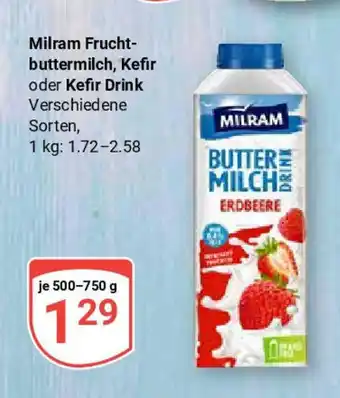 Globus Milram Frucht- buttermilch, Kefir oder Kefir Drink Angebot