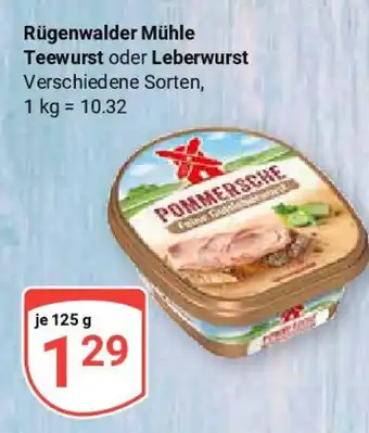 Globus Rügenwalder Mühle Teewurst oder Leberwurst Angebot