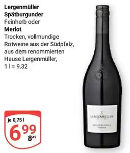 Globus Lergenmüller Spätburgunder Feinherb oder Merlot Angebot
