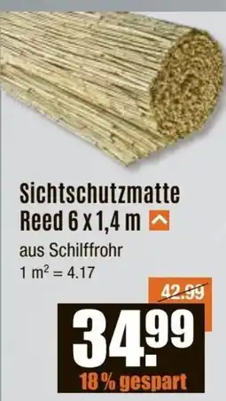 V Baumarkt Sichtschutzmatte Reed 6 x 1,4 m Angebot