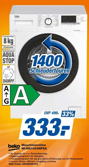 expert Techno Land beko Waschmaschine WLM81434NPSA Angebot