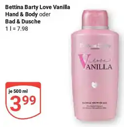 Globus Bettina Barty Love Vanilla Hand & Body oder Bad & Dusche Angebot
