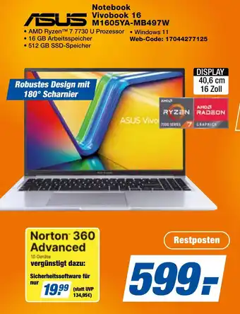 expert Techno Land ASUS Notebook Vivobook 16 M1605YA-MB497W Angebot