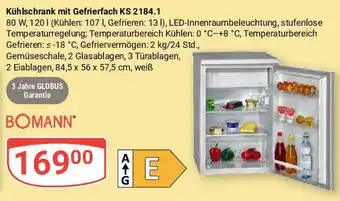Globus Kühlschrank mit Gefrierfach KS 2184.1 BOMANN Angebot