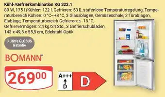 Globus BOMANN Kühl-/Gefrierkombination KG 322.1 Angebot