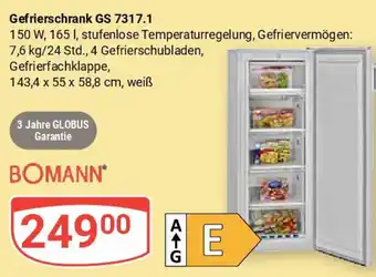 Globus BOMANN Gefrierschrank GS 7317.1 Angebot
