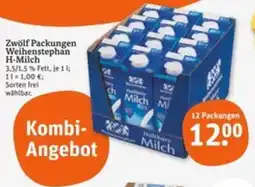 tegut Zwölf Packungen Weihenstephan H-Milch Angebot
