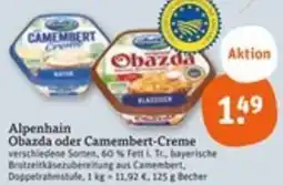 tegut Alpenhain Obazda oder Camembert Creme Angebot