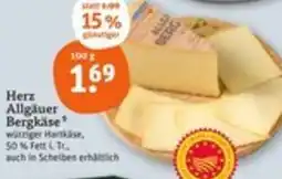 tegut Herz Allgäuer Bergkäse Angebot
