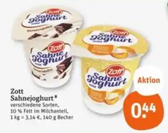 tegut Zott Sahnejoghurt Angebot