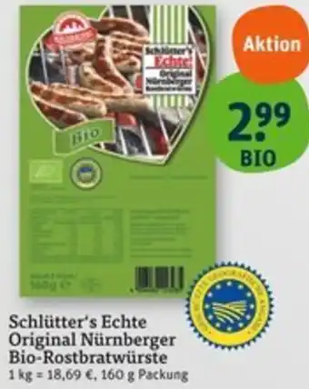 tegut Schlütter's Echte Original Nürnberger Bio-Rostbratwürste Angebot
