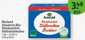 tegut Bioland Alnatura Bio Weidemilch Süßrahmbutter Angebot