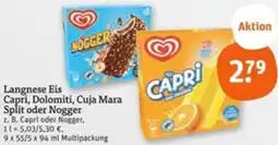 tegut Langnese Eis Capri, Dolomiti, Cuja Mara Split oder Nogger Angebot