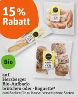 tegut Herzberger Bio-Aufbackbrötchen oder Baguette Angebot