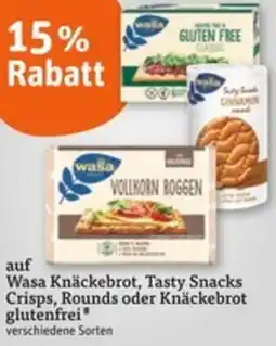 tegut Wasa Knäckebrot, Tasty Snacks Crisps, Rounds oder Knäckebrot glutenfrei Angebot