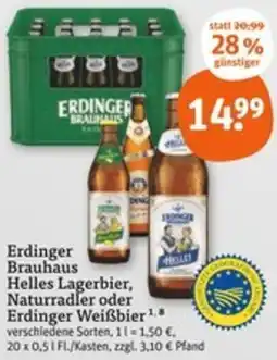 tegut Erdinger Brauhaus Helles Lagerbier, Naturradler oder Erdinger Weißbier Angebot