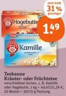 tegut Teekanne Kräuter- oder Früchtetee Angebot